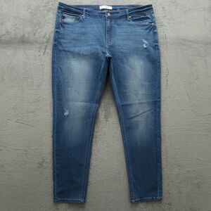KanCan Jeans Women's Size 3XL Blue Mid-Rise Skinny Denim 29.5" Inseam Distressed